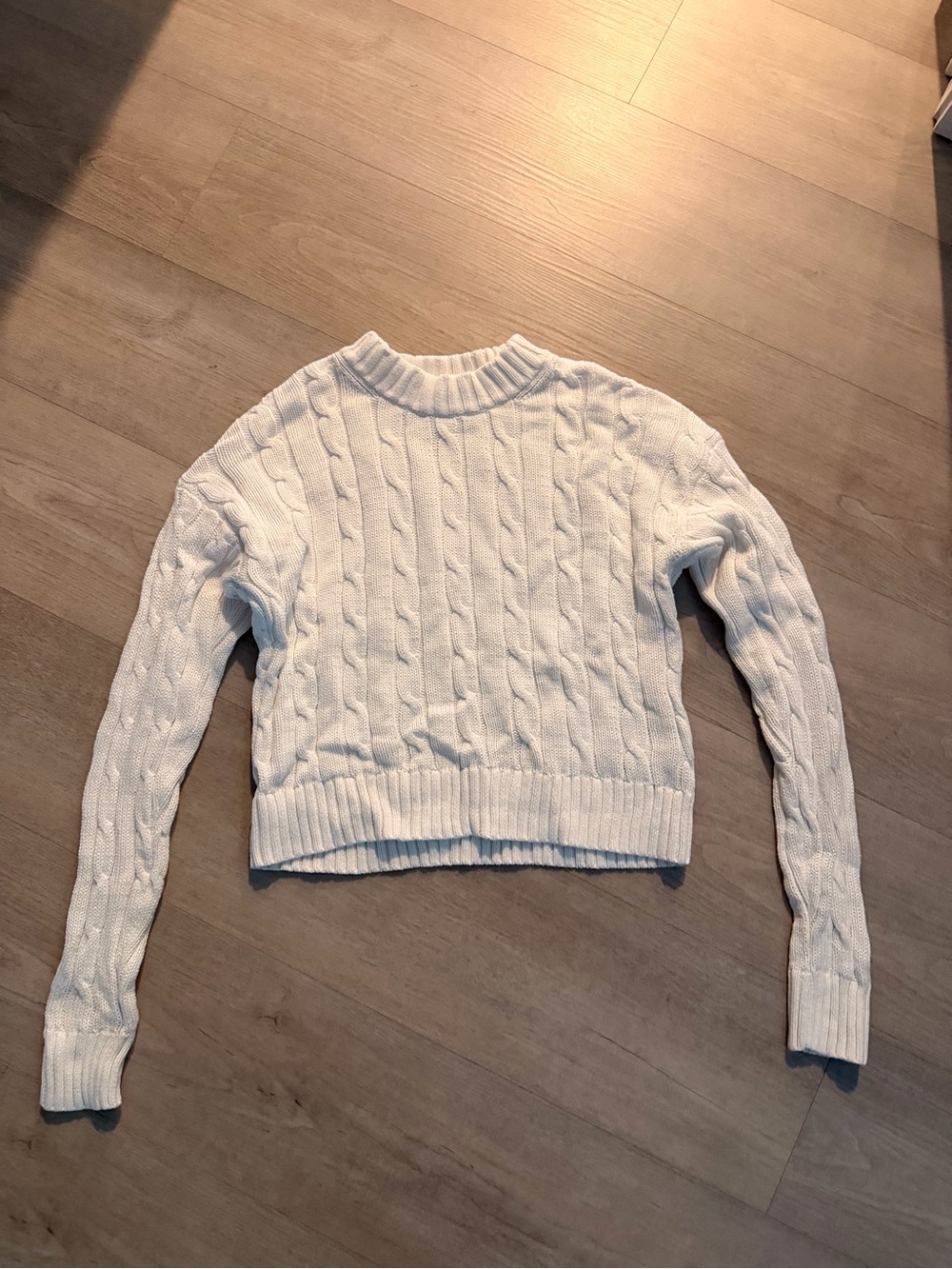 GAP white cableneck crew sweater